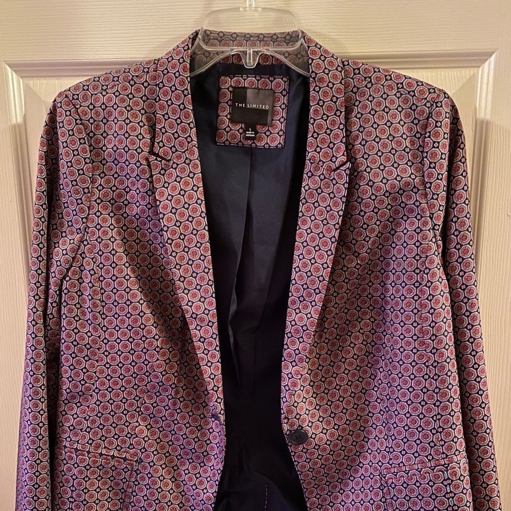 Silk blazer with geometric print detail